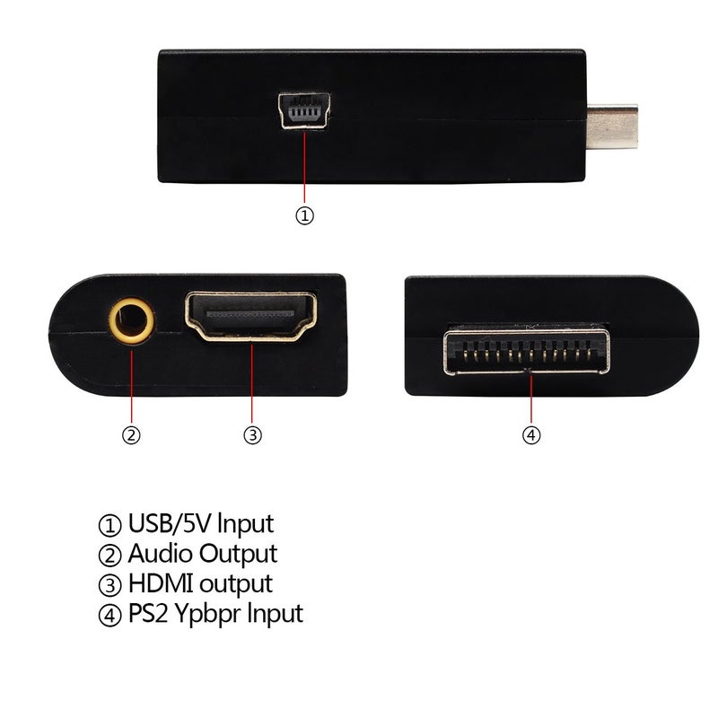 HDSUNWSTD PS2 to HDMI 480i/480p/576i Audio Video Converter Adapter with 3.5mm Audio Output Supports All PS2 Display Modes for HDTV HDMI Monitor - Image 5